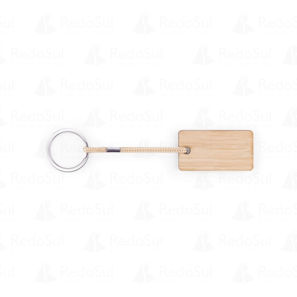 Chaveiro retangular personalizado em bambu com cordão em PET Chaveiro retangular personalizado em bambu com cordão em PET